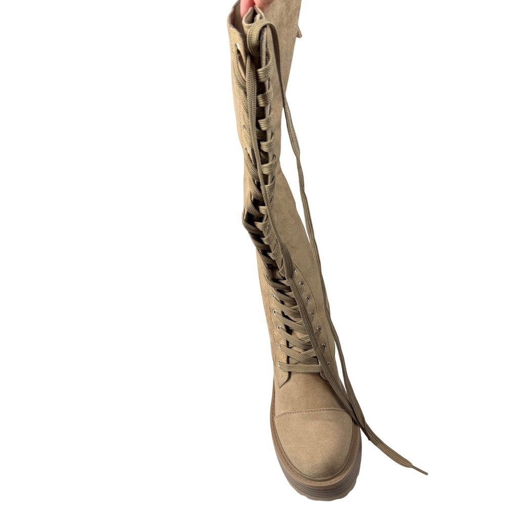 Kitt Heeled Boots Portabella Faux Suede Lace Up Back Zip Platform Combat 9 - Picture 5 of 7